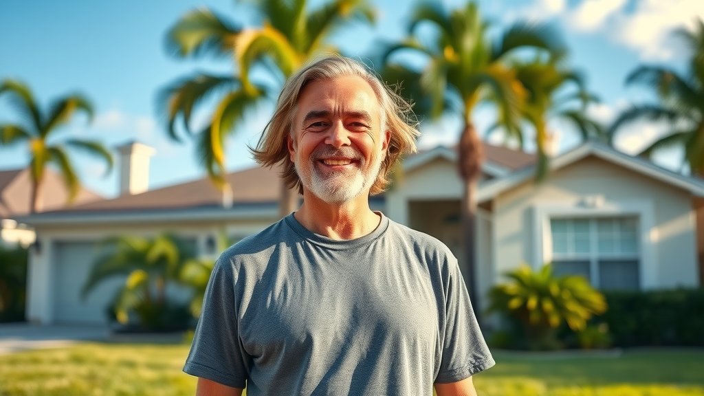 confident Orlando homeowner in front of a house - sell my house as is Orlando