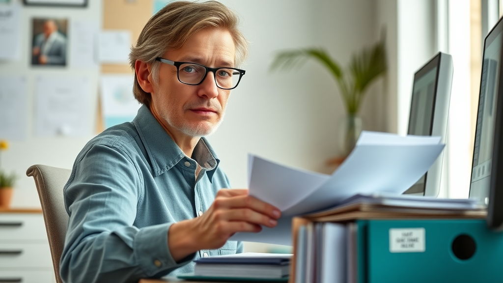organized Orlando home seller filing inheritance documents at home office desk