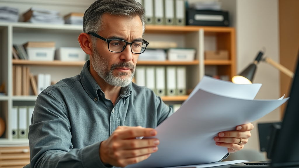 Orlando homeowner preparing documents for a fast property sale—demonstrating organization and readiness to attract cash home buyers.
