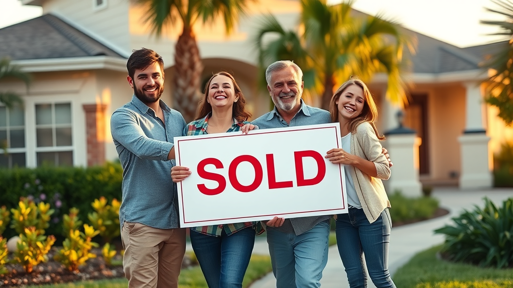 Elated Orlando family outside sold home with 