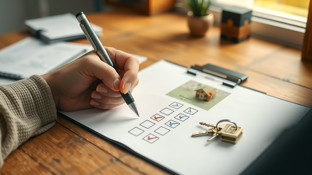 organized checklist with house keys and small Orlando map for selling tenant-occupied home