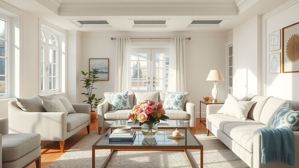 Elegantly staged living room for open house success - property selling support