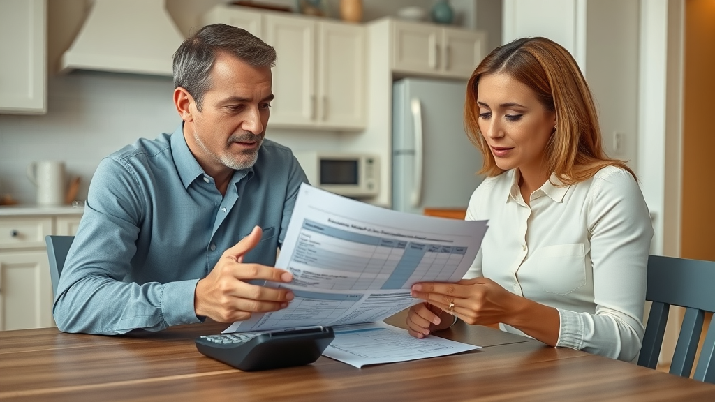 Orlando homeowner and advisor reviewing closing cost paperwork before selling house for cash.