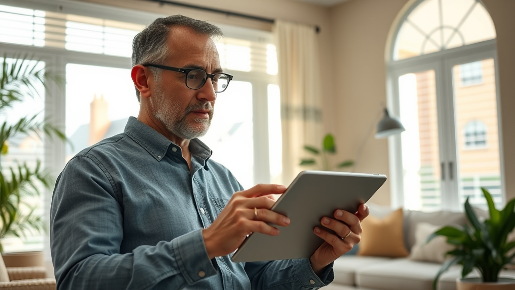cash home buyer appraiser reviewing house details in Orlando living room