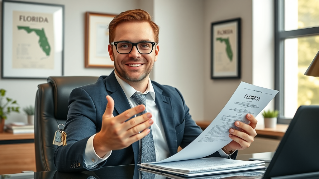Florida attorney with legal documents and house keys explaining inherited property laws in Florida