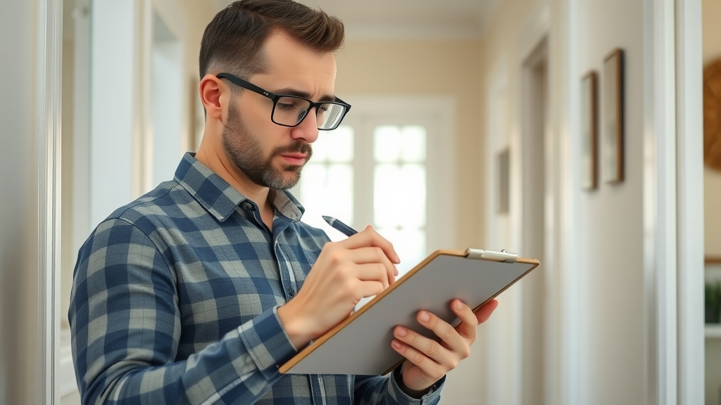 Home inspector recording notes on clipboard - disclosures and inspections