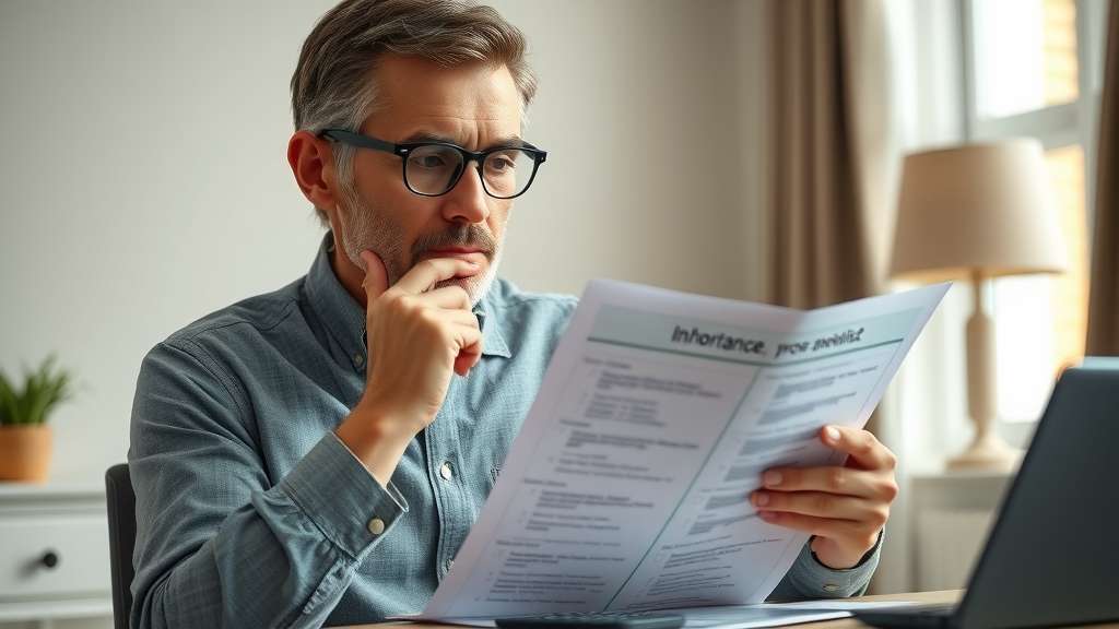inherited property in florida: Thoughtful individual reviewing inheritance pros and cons checklist, Orlando home office