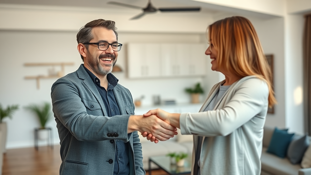 confident home seller shaking hands with Orlando cash home buyer