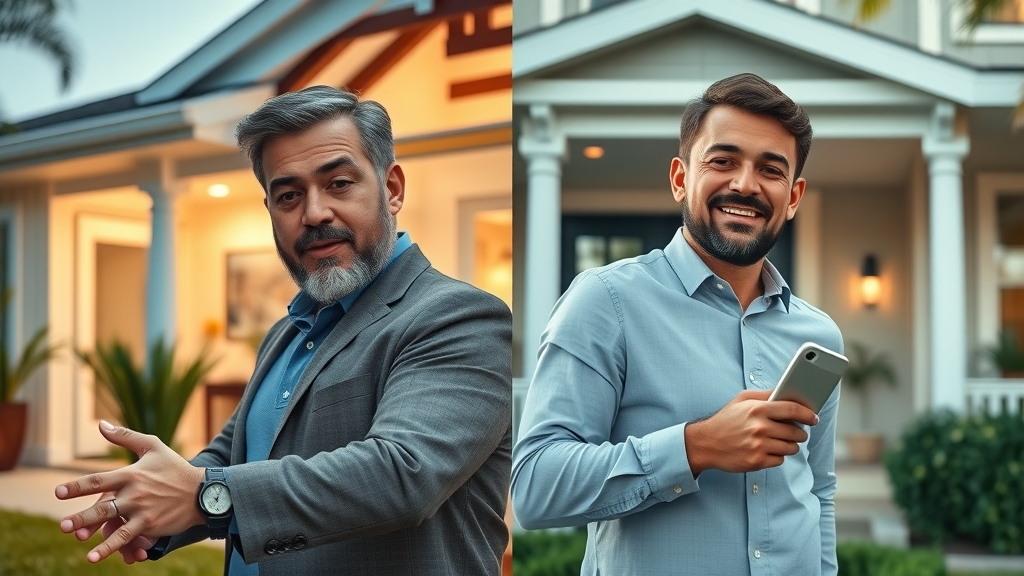 Comparison of traditional vs. cash offer home sale in Orlando, happy seller, stress-free process