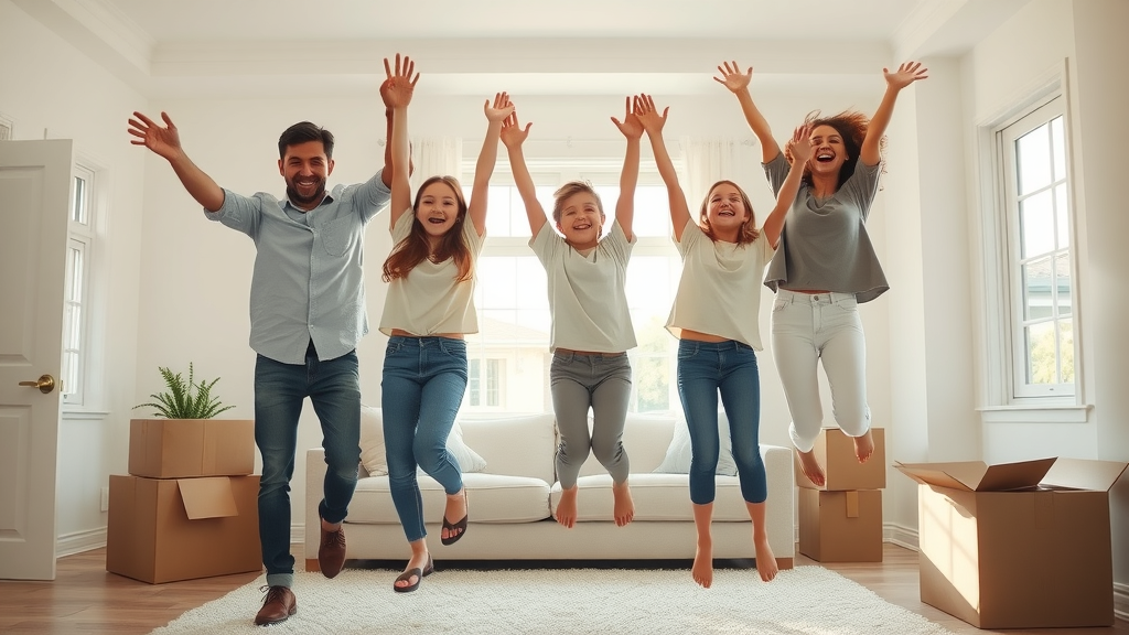 Relieved family celebrating after selling their house to Orlando cash home buyers