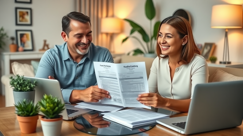 A hopeful Orlando couple organizes foreclosure loan modification papers in their cozy home, symbolizing loan modification in Orlando FL.