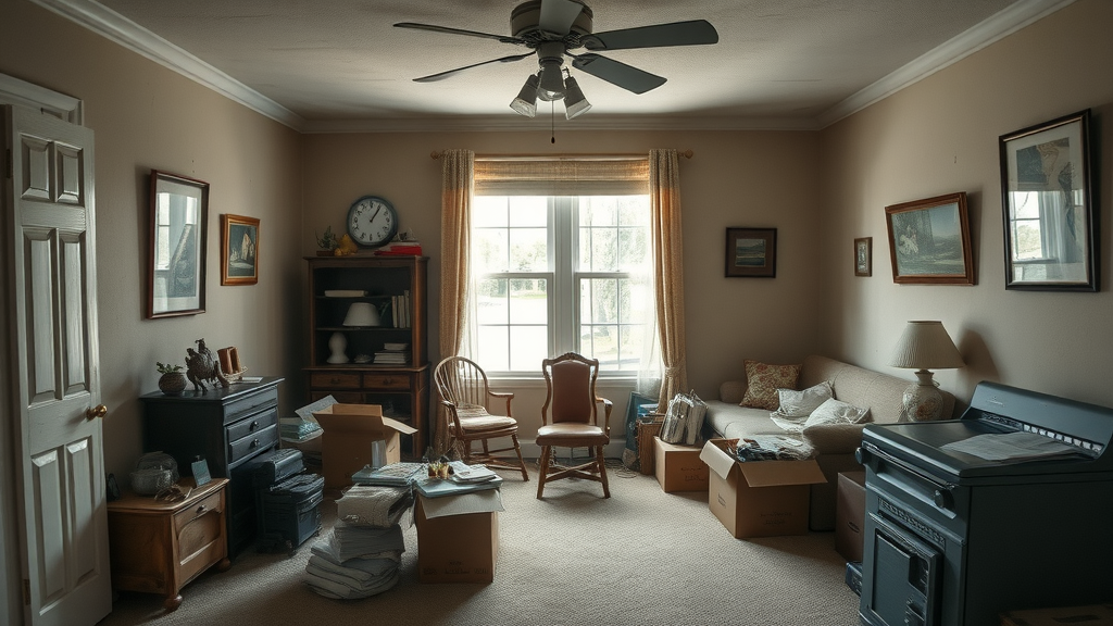 as-is sale: Outdated Orlando home slated for as-is sale, vintage decor, boxes packed