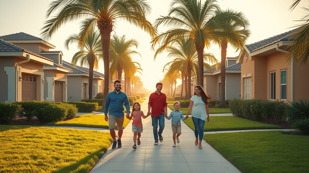 Welcoming Orlando suburban neighborhood sunlit with palm trees - sell inherited property Orlando