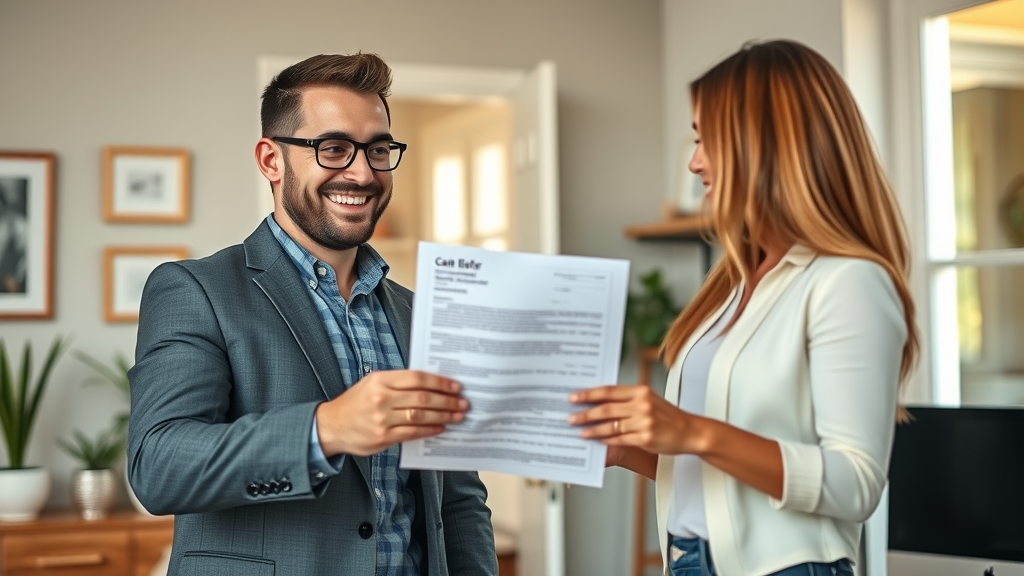 Orlando cash home buyer presenting fast cash offer to home seller.