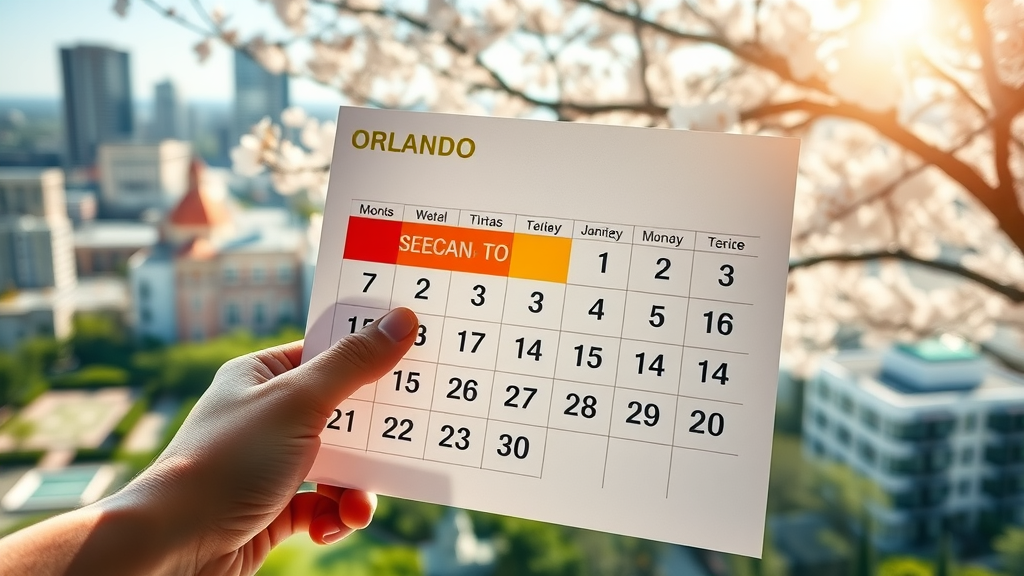 seasonal Orlando real estate market digital calendar overlay highlighted months